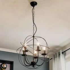 Kroonluchter Globe 5-lamps zwart