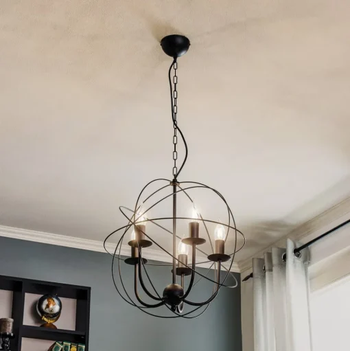 Kroonluchter Globe 5-lamps zwart