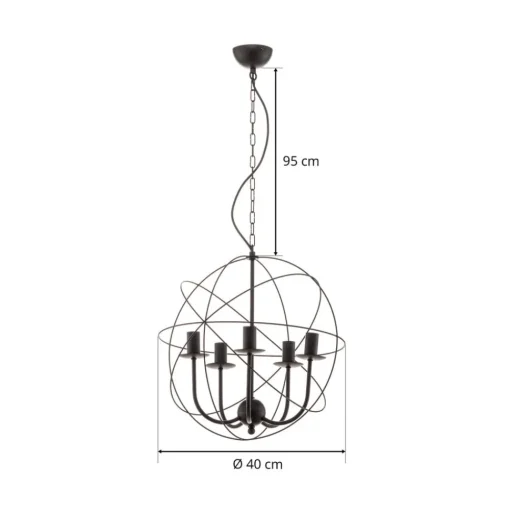 Kroonluchter Globe 5-lamps zwart