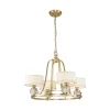 Kroonluchter Gotham, stoffen kap, 4-lamps messing