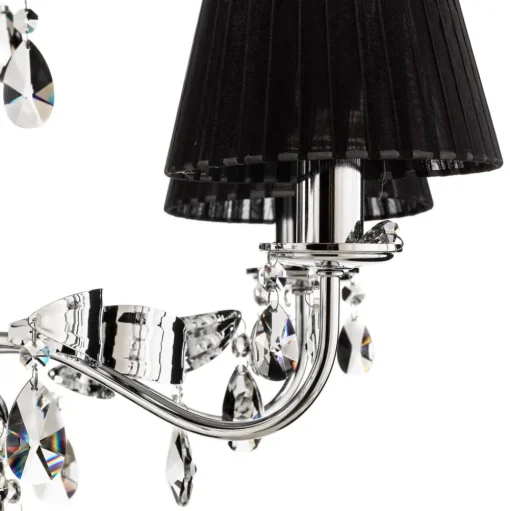 Kroonluchter Jacqueline, 6-lamps, zwart