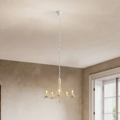 Kroonluchter Kandela, 5-lamps, wit