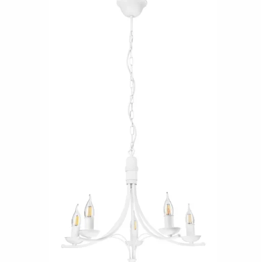 Kroonluchter Kandela, 5-lamps, wit