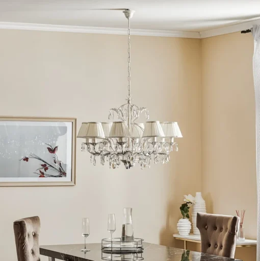 Kroonluchter Karen 8-lamps ivoor