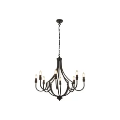 Kroonluchter Lodge, 8-lamps, zwart
