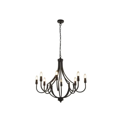 Kroonluchter Lodge, 8-lamps, zwart