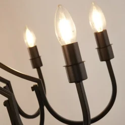 Kroonluchter Lodge, 8-lamps, zwart