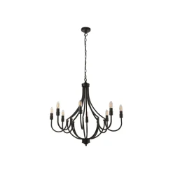 Kroonluchter Lodge, 8-lamps, zwart