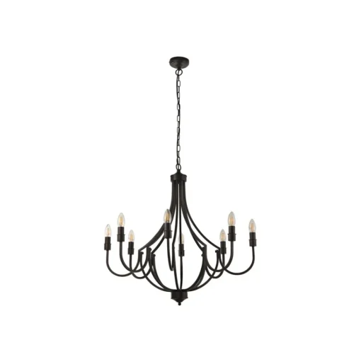 Kroonluchter Lodge, 8-lamps, zwart