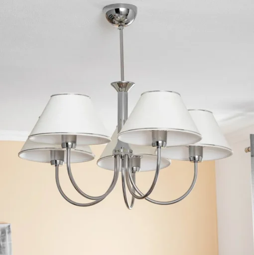 Kroonluchter Londen chroom/crème, 5-lamps