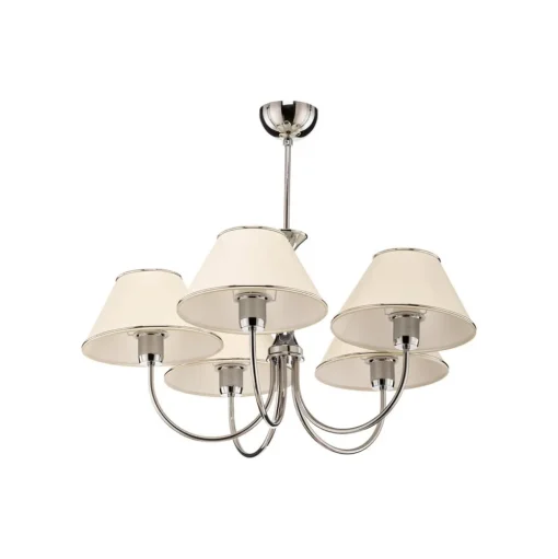 Kroonluchter Londen chroom/crème, 5-lamps