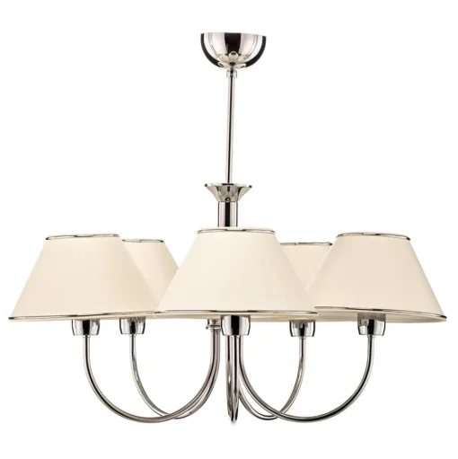 Kroonluchter Londen chroom/crème, 5-lamps