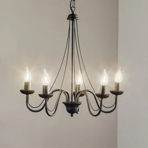 Kroonluchter Malbo 5-lamps in zwart