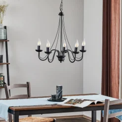 Kroonluchter Malbo 5-lamps in zwart