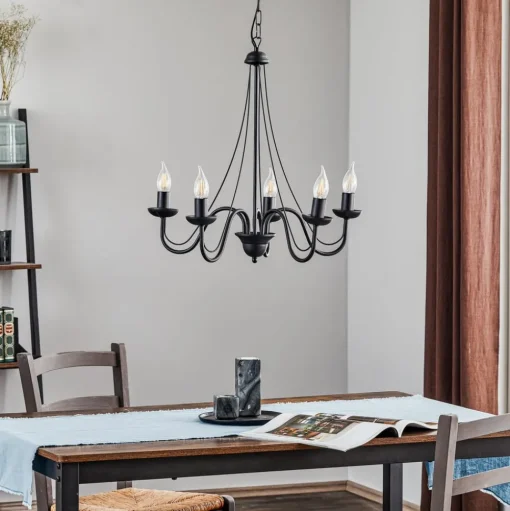 Kroonluchter Malbo 5-lamps in zwart