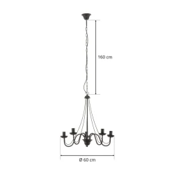Kroonluchter Malbo 5-lamps in zwart