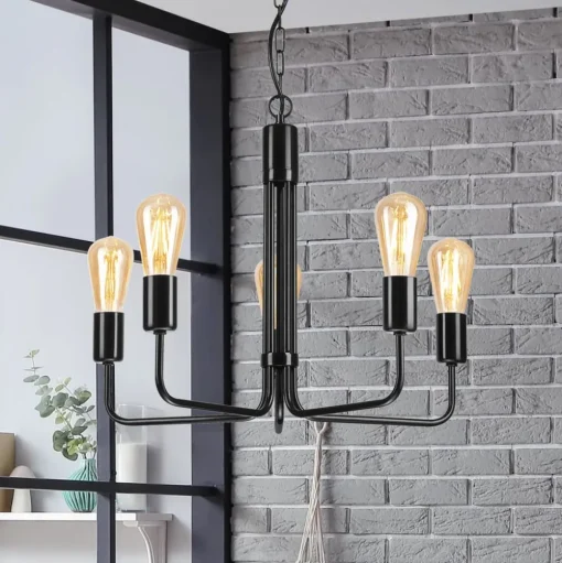 Kroonluchter Malou, 5-lamps, zwart