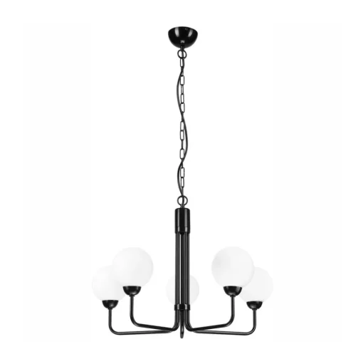 Kroonluchter Malou met glazen kappen, 5-lamps