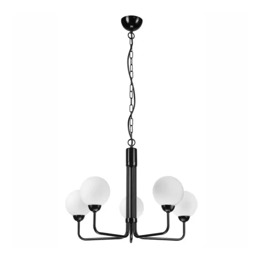 Kroonluchter Malou met glazen kappen, 5-lamps