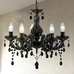Kroonluchter Marie Therese, zwart, 5-lamps