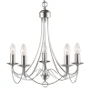 Kroonluchter Maypole satijn zilver, 5-lamps