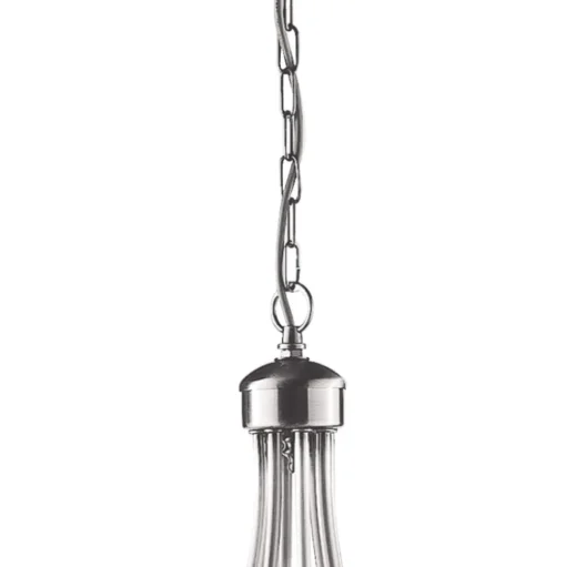 Kroonluchter Maypole satijn zilver, 8-lamps