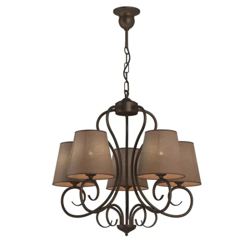 Kroonluchter Midgrad, 5-lamps, bruin