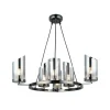 Kroonluchter Padrela, Ø 68 cm, zwart-chroom 6-lamps