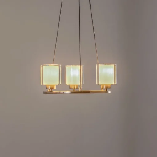 Kroonluchter Ressa, Ø 44 cm, antiek messing, 3-lamps.