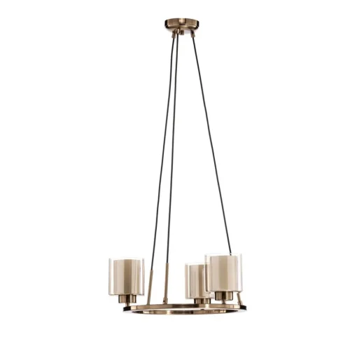 Kroonluchter Ressa, Ø 44 cm, antiek messing, 3-lamps.