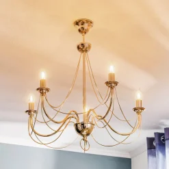 Kroonluchter retro, vijfarmig 75 cm, goud