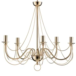 Kroonluchter retro, vijfarmig 75 cm, goud