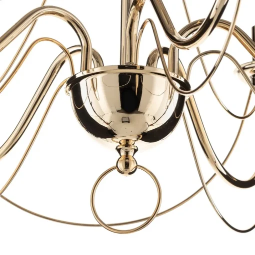 Kroonluchter retro, vijfarmig 75 cm, goud