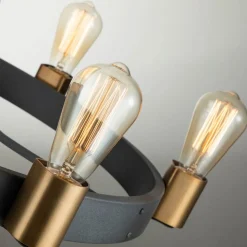 Kroonluchter Silas, zwart, 6-lamps, Ø72,3cm