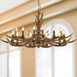 Kroonluchter Stag in geweivorm, 12-lamps
