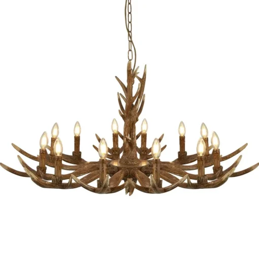 Kroonluchter Stag in geweivorm, 12-lamps
