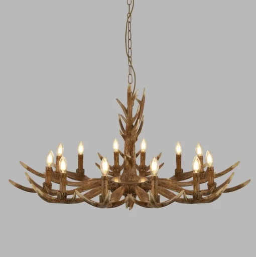 Kroonluchter Stag in geweivorm, 12-lamps