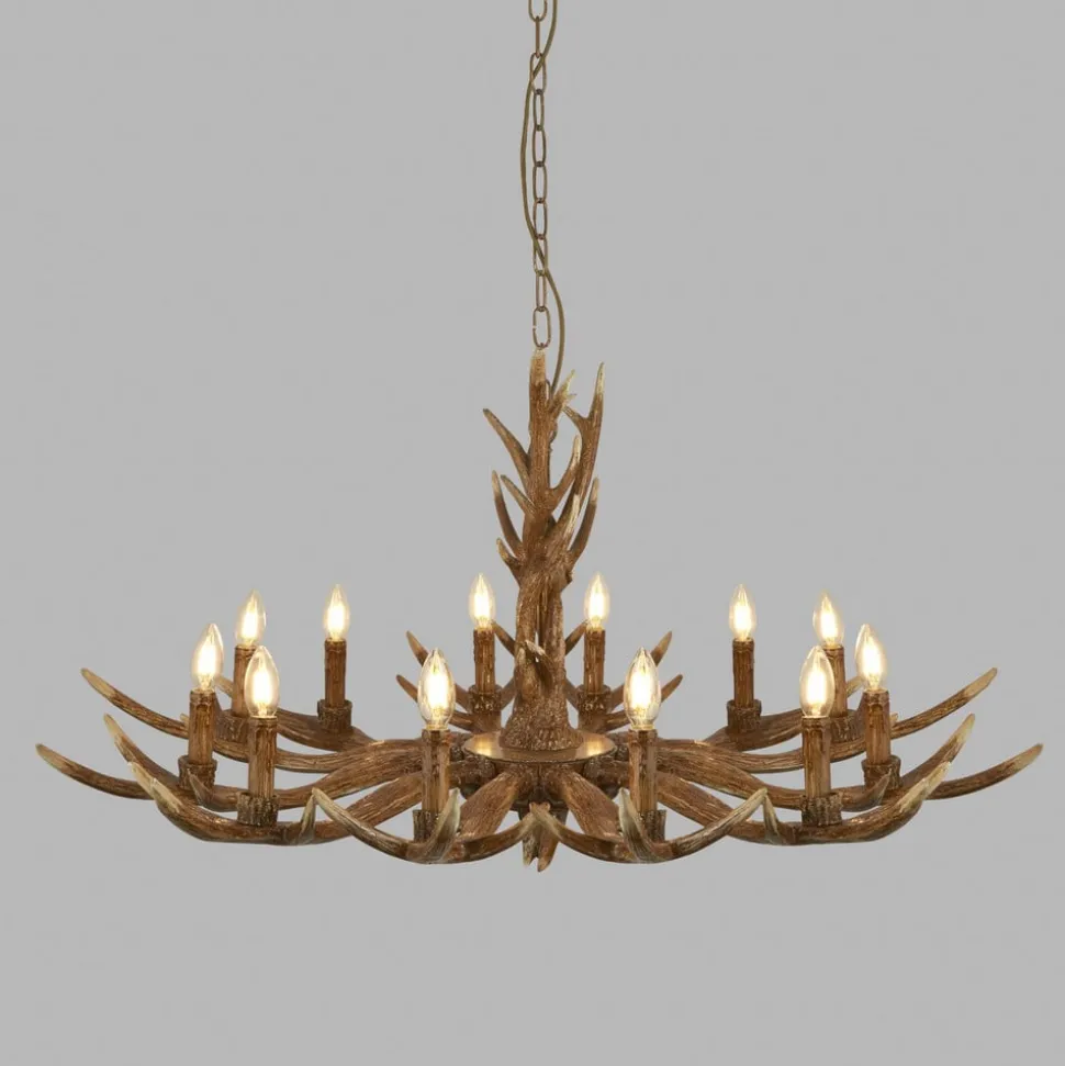Kroonluchter Stag in geweivorm, 12-lamps