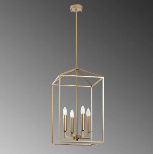 Kroonluchter Till 13256, goudkleurig, metaal, 4-lamps