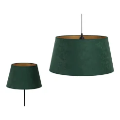 Lampenkap Cone hoogte 18 cm, donkergroen/goud