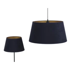 Lampenkap Cone hoogte 18 cm, donkerblauw/goud
