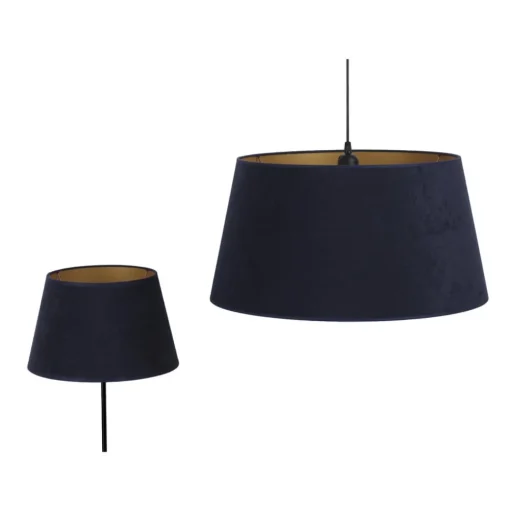 Lampenkap Cone hoogte 18 cm, donkerblauw/goud