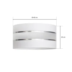 Lampenkap Helen E27 Ø40/hoogte 20cm wit/zilver