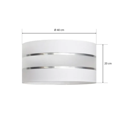 Lampenkap Helen E27 Ø40/hoogte 20cm wit/zilver
