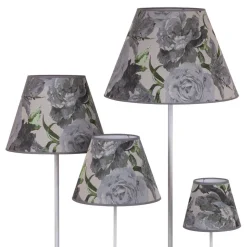 Lampenkap Sofia hoogte 31 cm, bloemenpatroon grijs