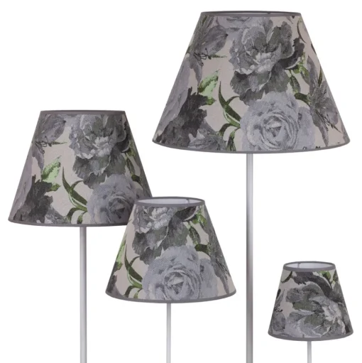 Lampenkap Sofia hoogte 31 cm, bloemenpatroon grijs