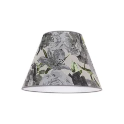 Lampenkap Sofia hoogte 26 cm, bloemenpatroon grijs