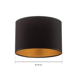 Lampenkap Soho, zwart/goud, textiel, Ø 18 cm