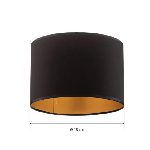 Lampenkap Soho, zwart/goud, textiel, Ø 18 cm