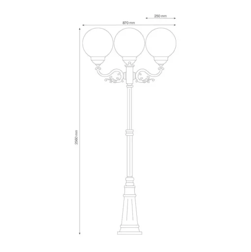 Lantaarnpaal 1144, 3-lamps, zwart/wit